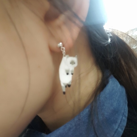 🐈🌱MEOW🌱🐈Hung Out to Dry Cat Earrings - Picture 3 of 5